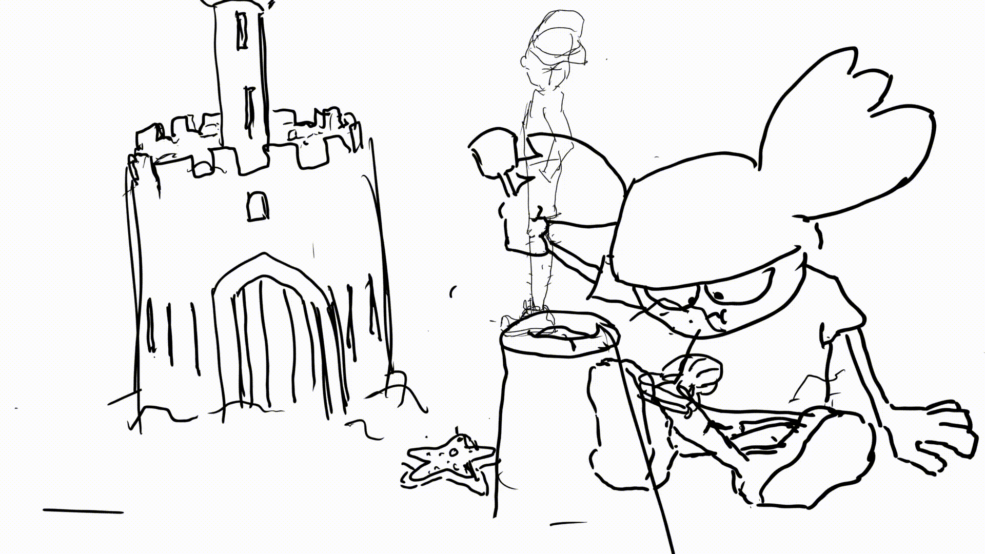 girl running and biting leg animation